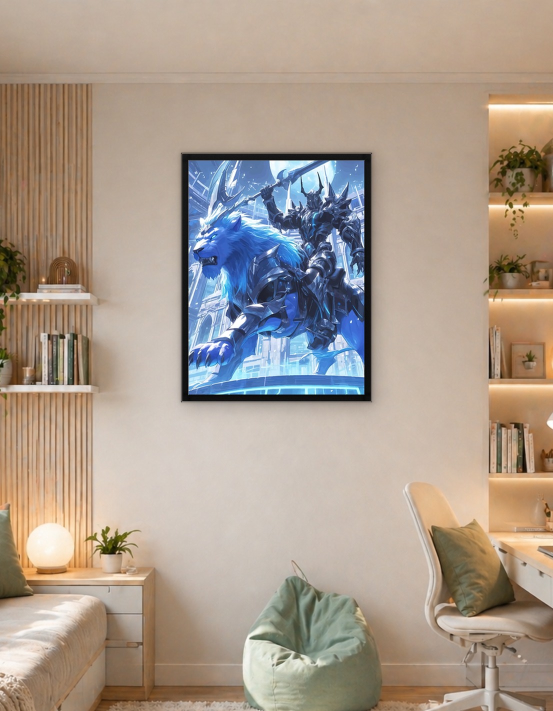 Knight Riding a Blue Lion