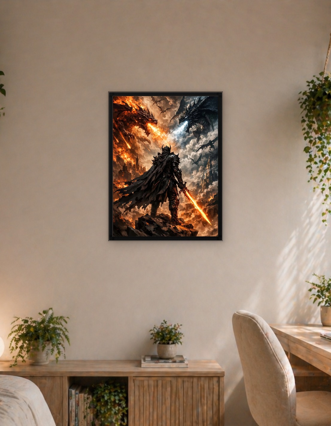 Knight vs Dragons in Fiery Battle