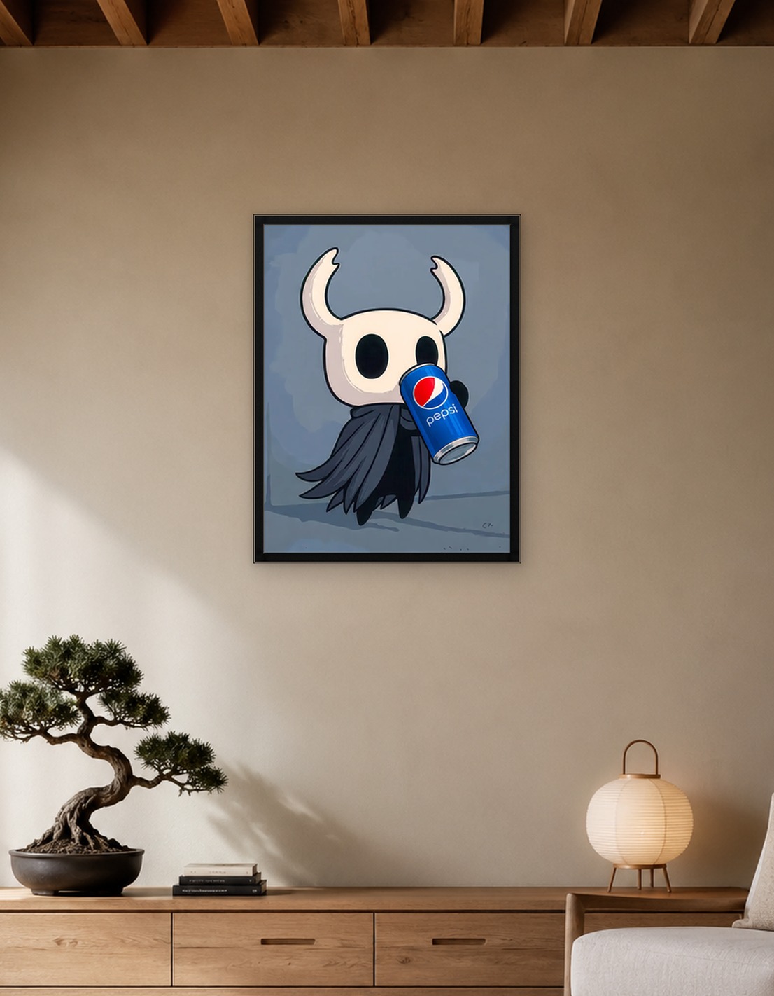 Knight drinking Pepsi