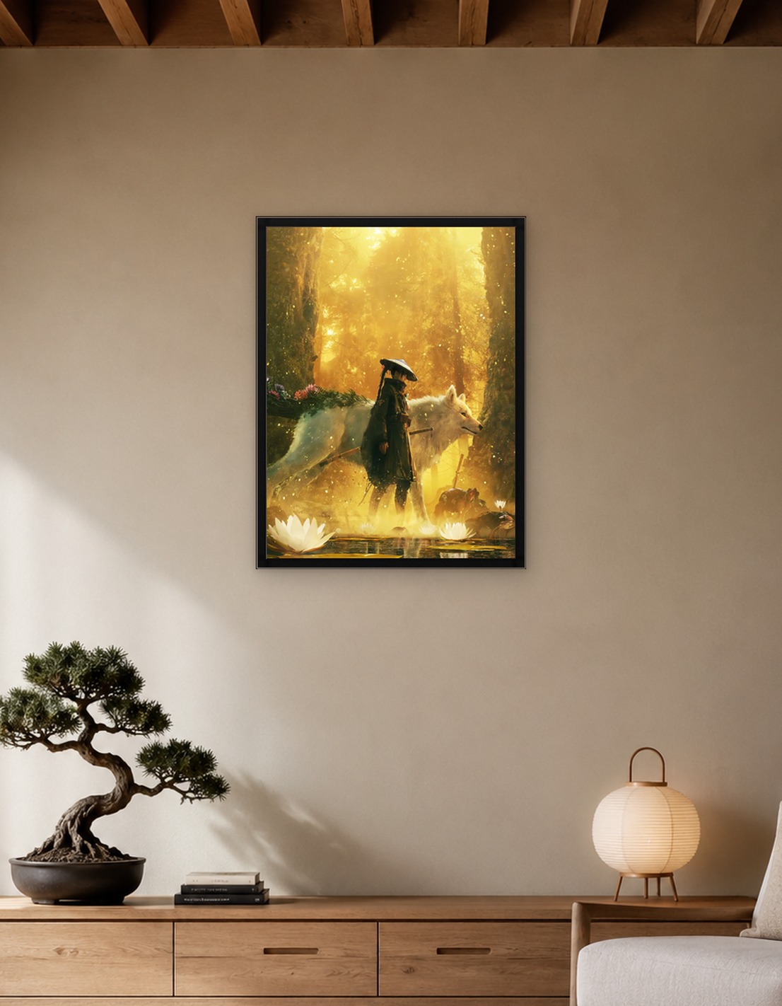 Samurai and Wolf in Enchanted Forest