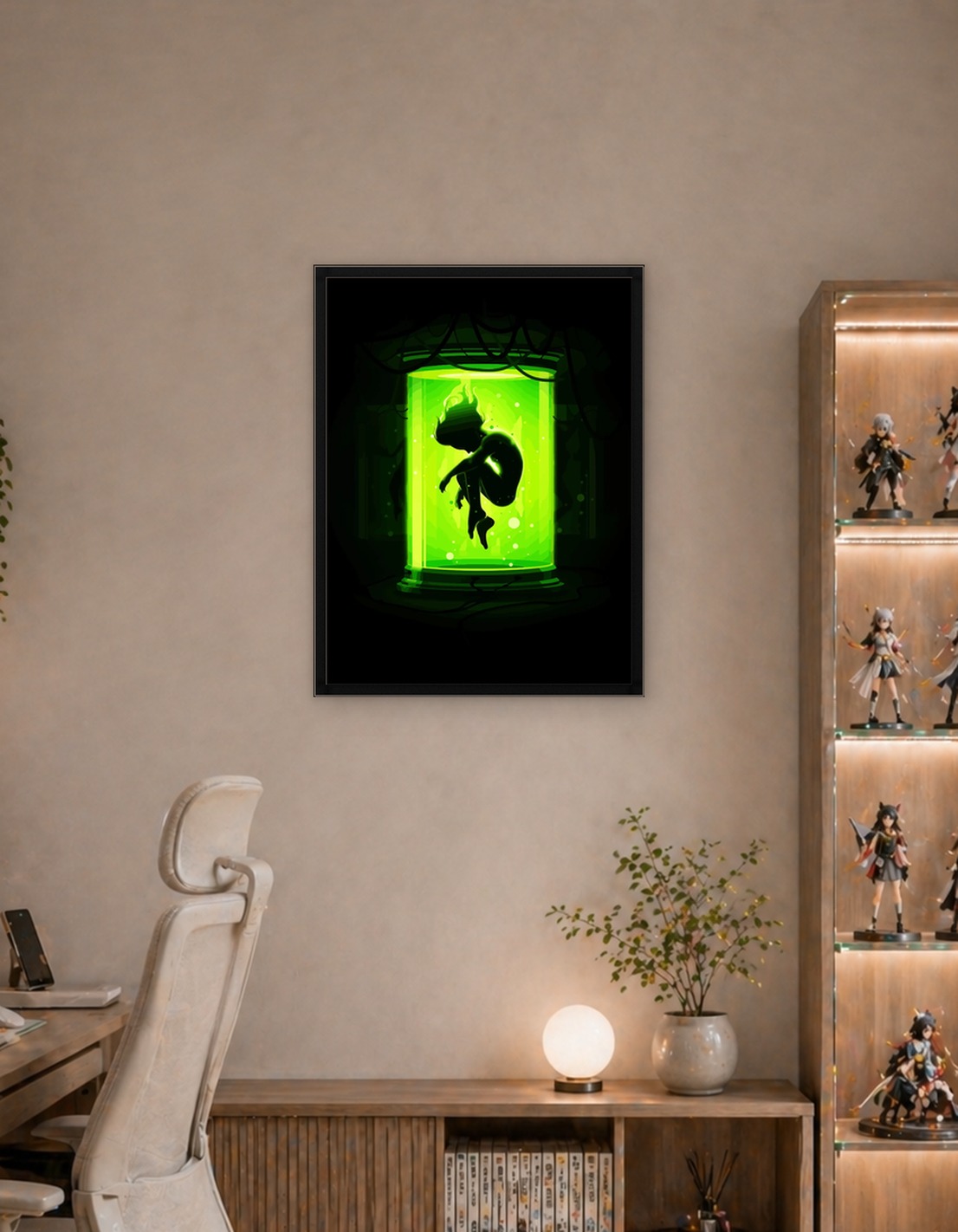 Silhouette in Green Bio-Pod