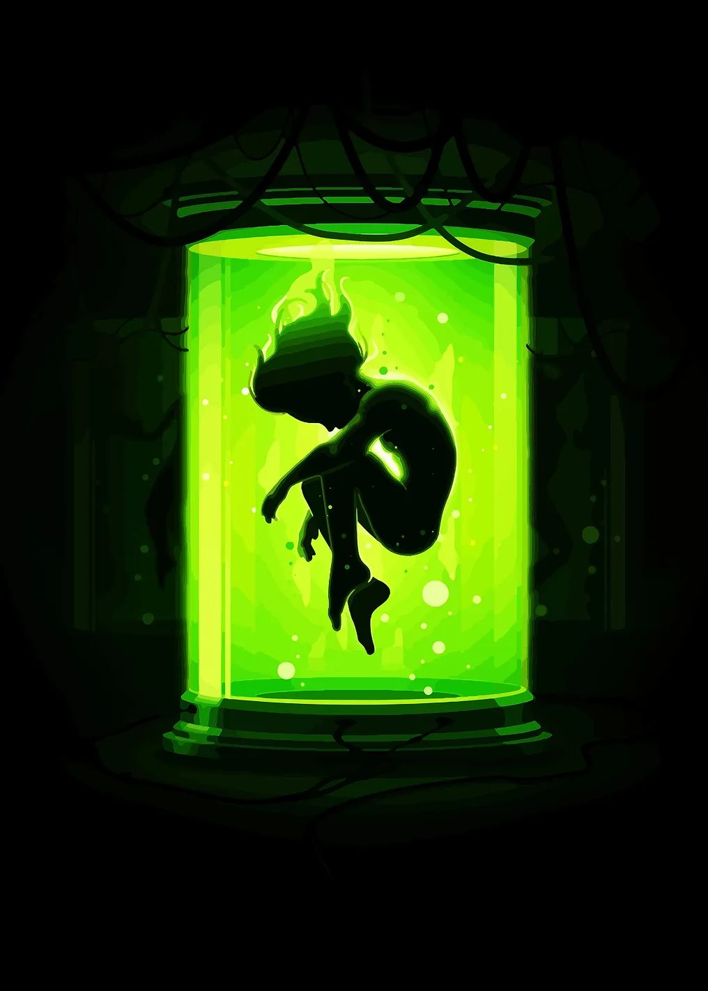 Silhouette in Green Bio-Pod