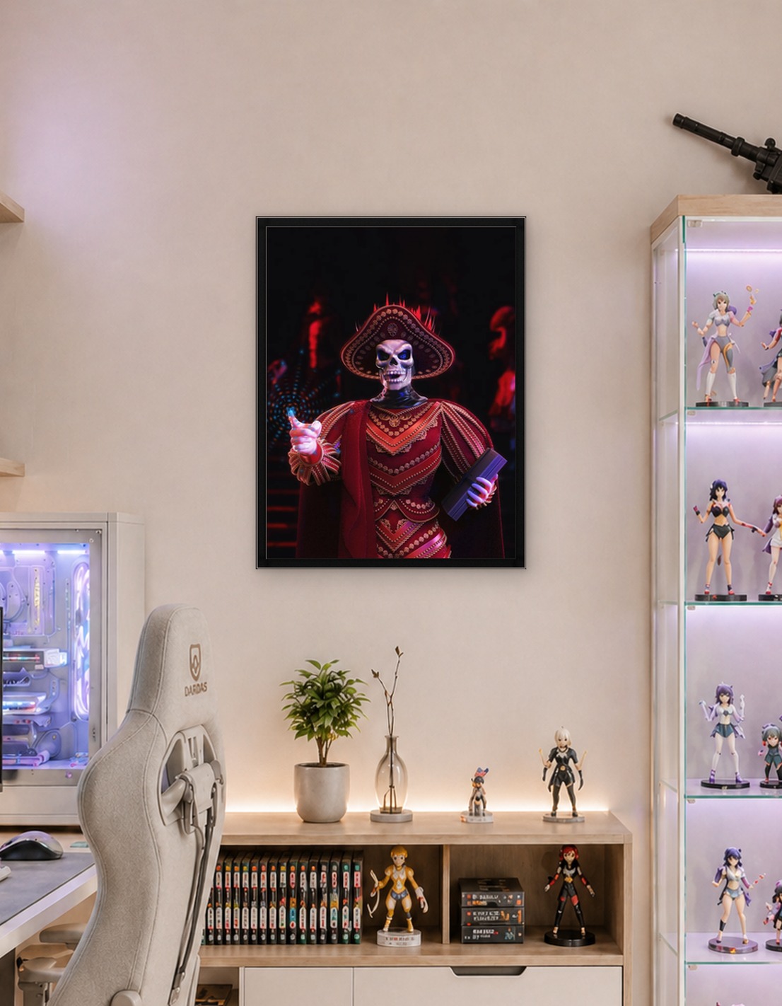 Skeleton in ornate red costume