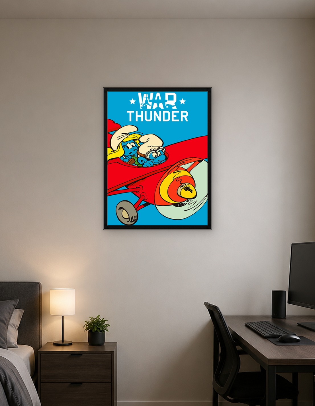 Smurfs in a War Thunder Airplane