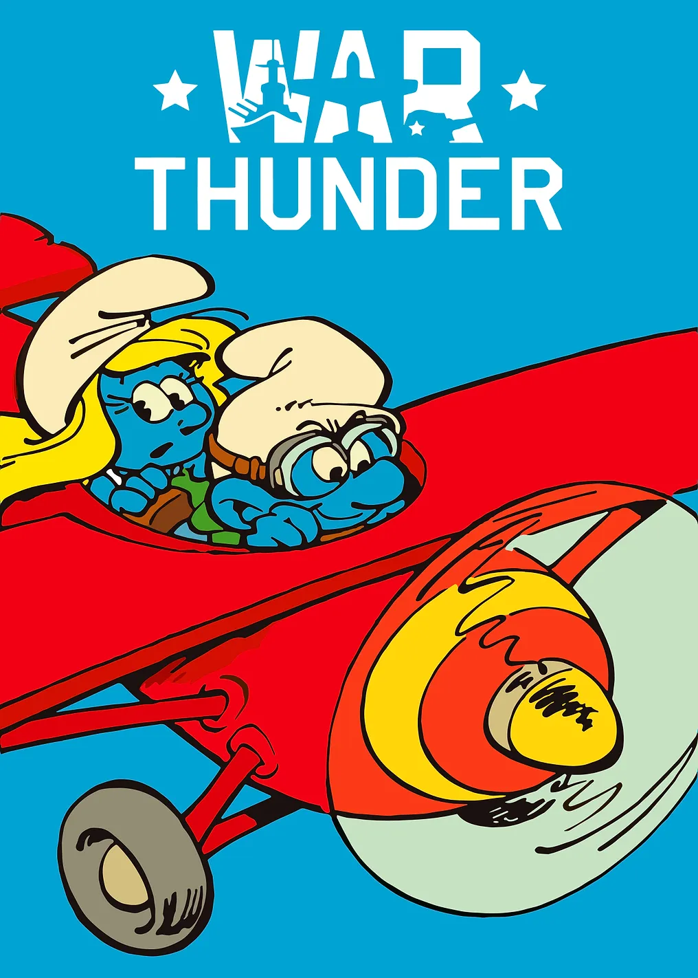 Smurfs in a War Thunder Airplane