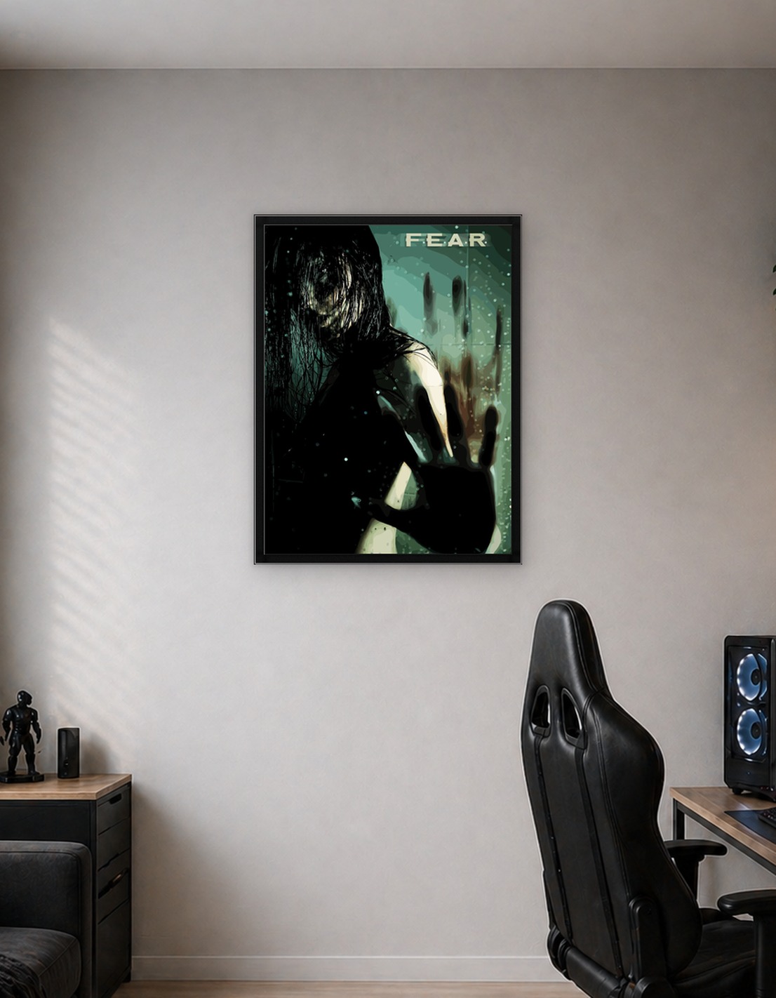 Scary Woman Behind Wet Glass