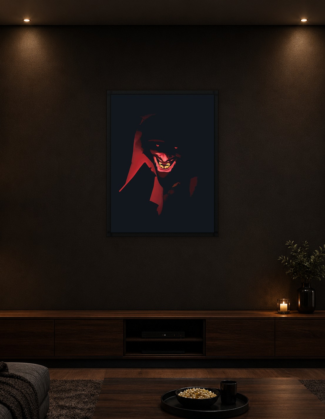 Scary Vampire with Red Eyes and Sharp Teeth