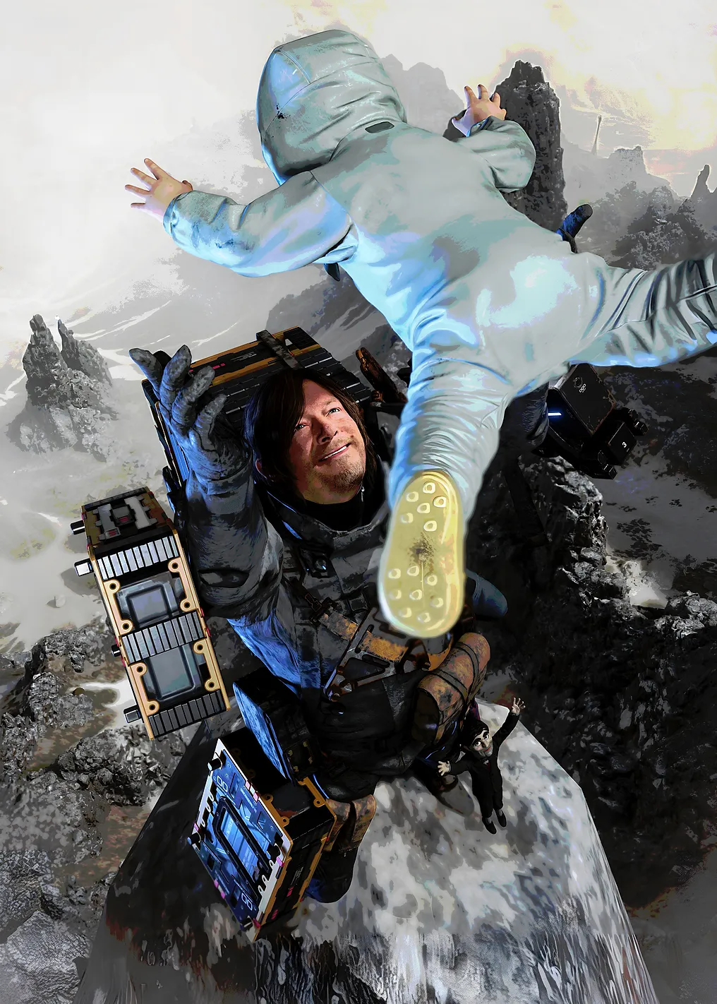 Sam Porter Bridges and BB in Death Stranding