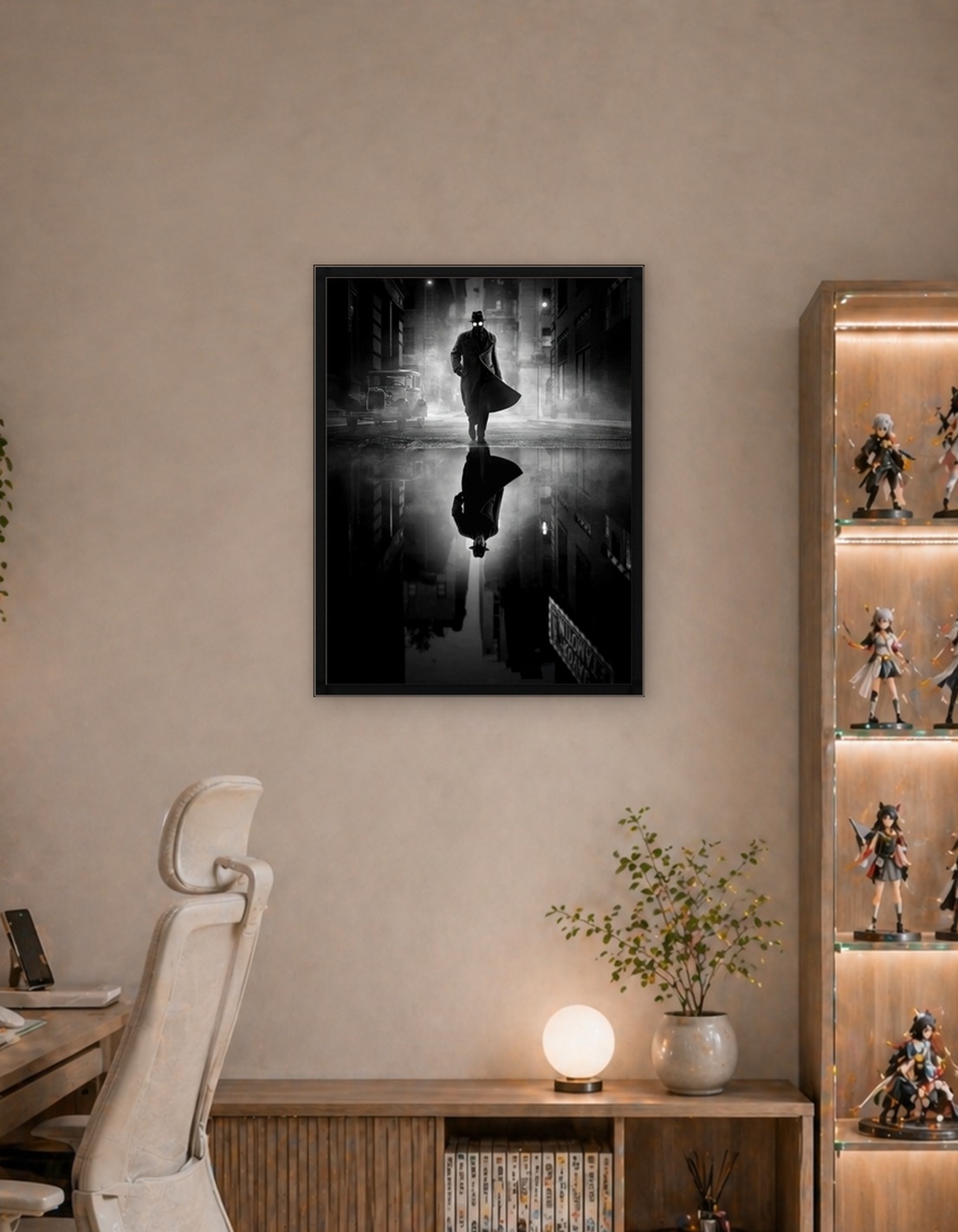 Mysterious Figure in Rainy City