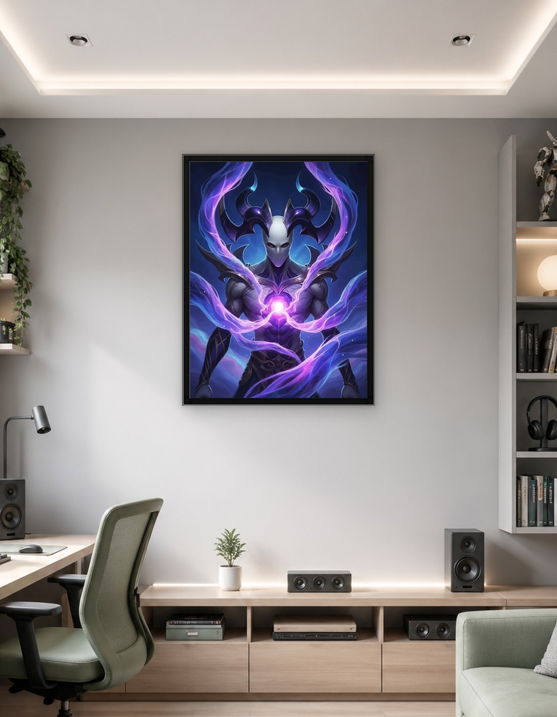 Mysterious Figure with Purple Energy - 9938425