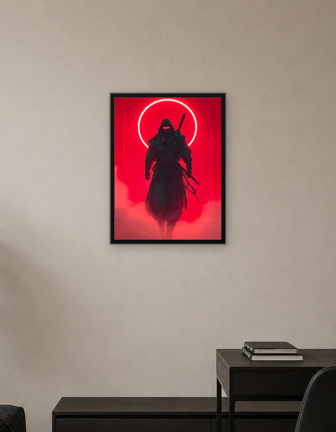 Mysterious Ninja in Red Neon Circle