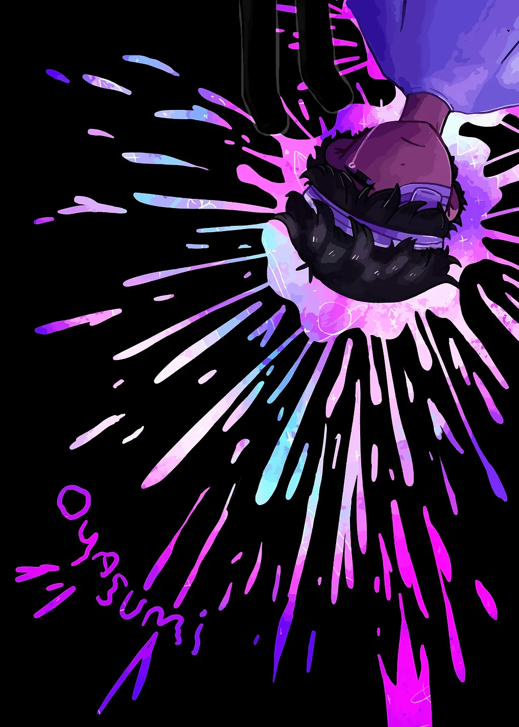 Oyasumi Text Art with Splatter