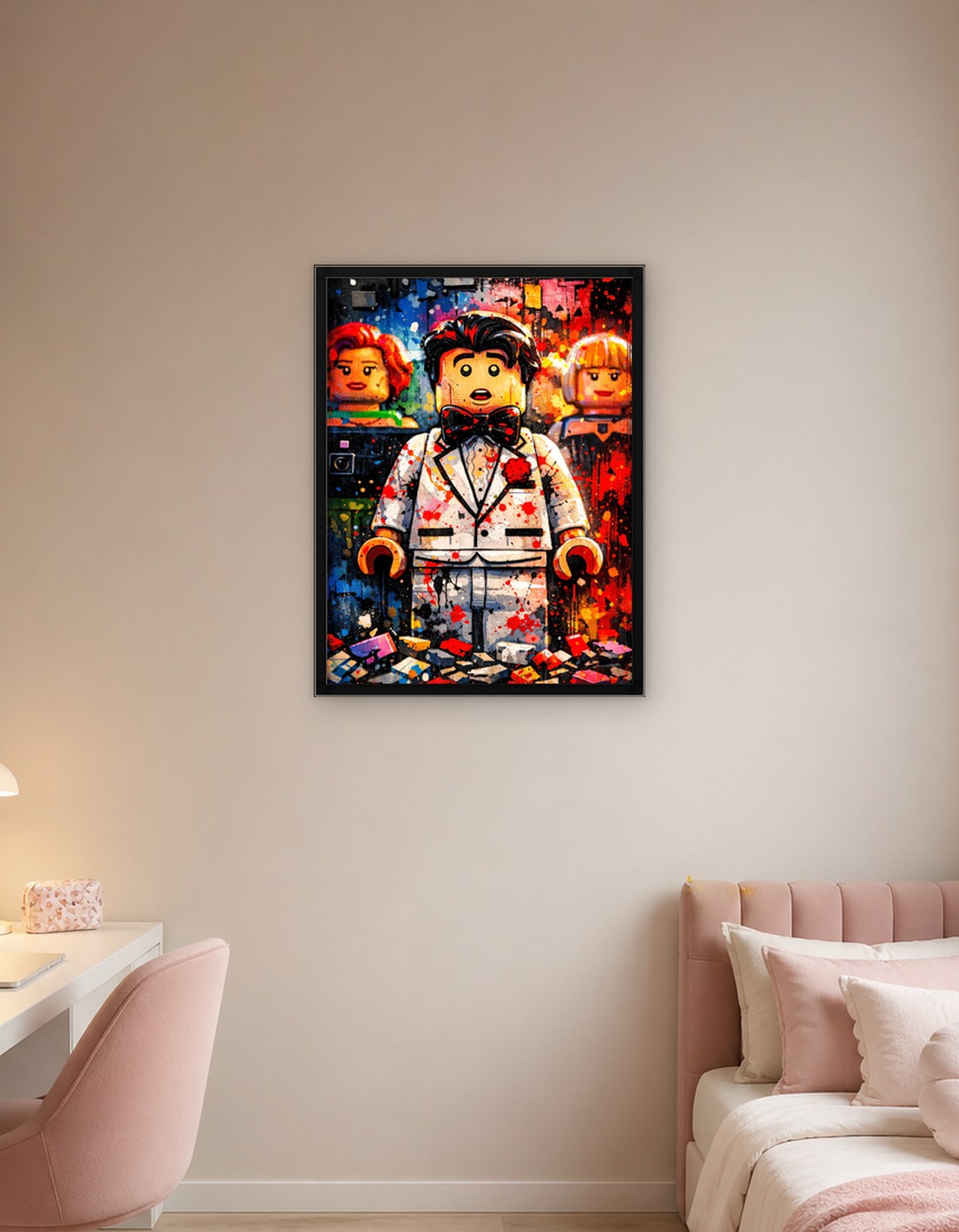 Lego Figures in a Splattered Suit