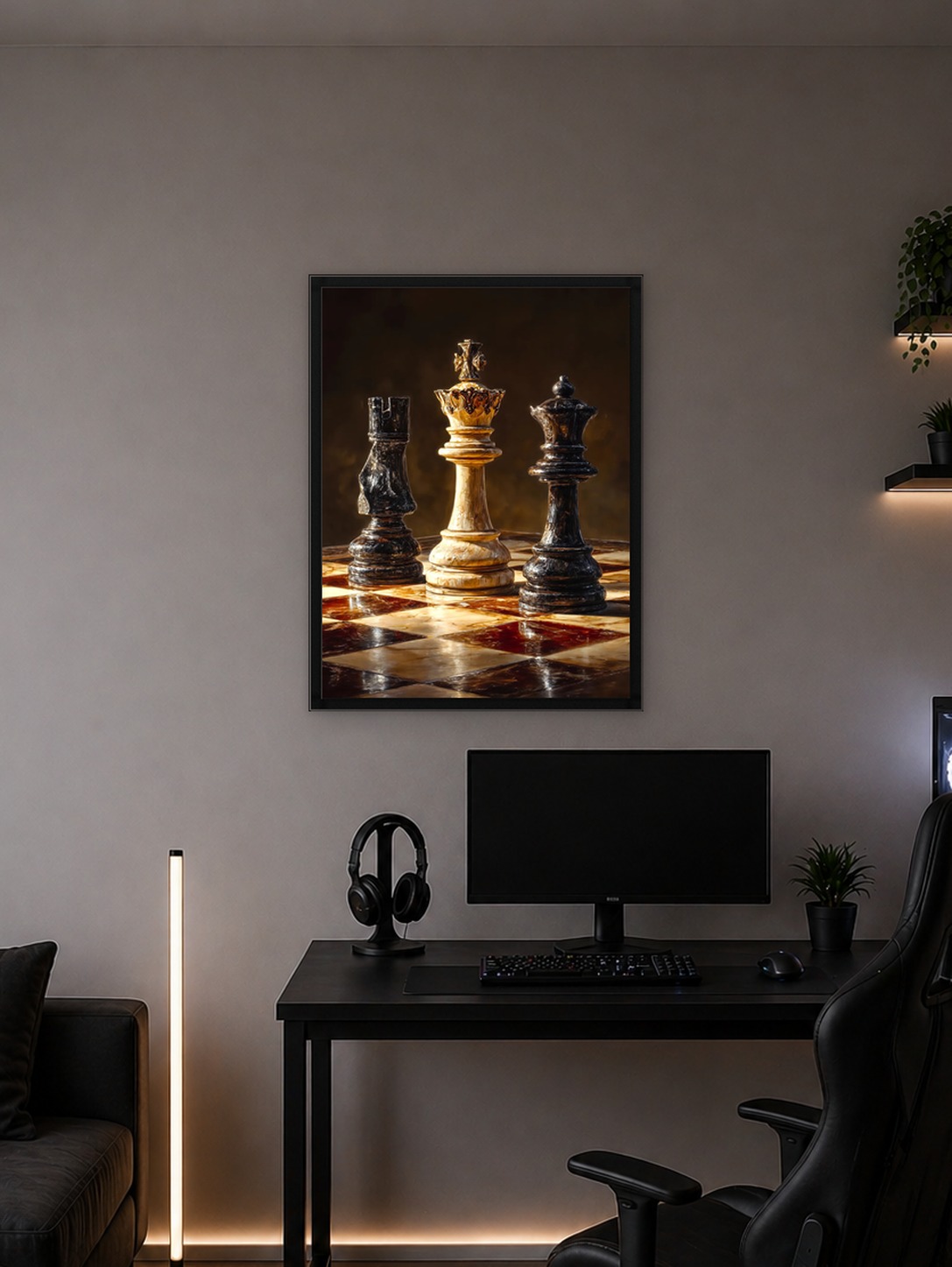 Regal Chess Pieces Dramatic Still Life