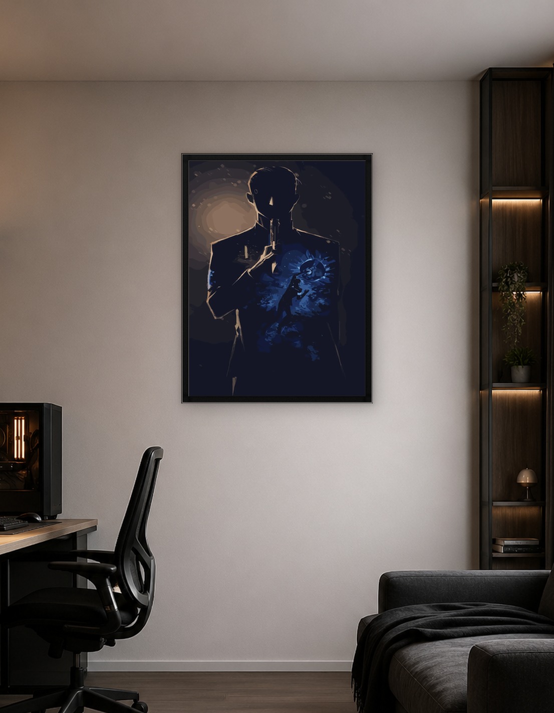 Man with Gun and Glowing Heart