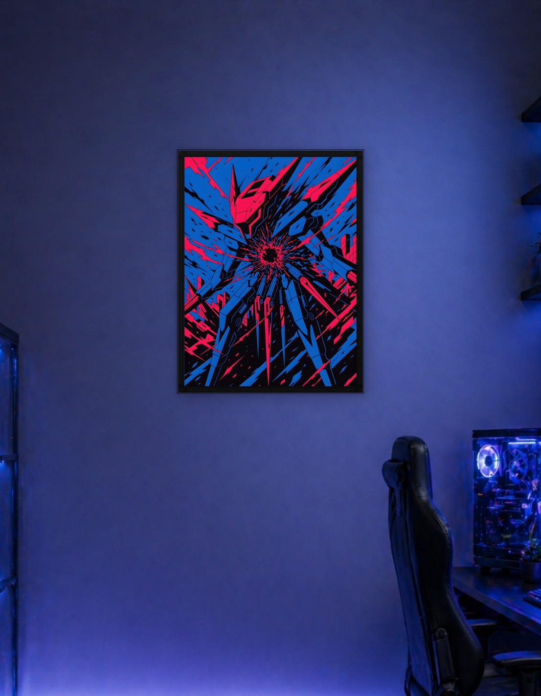Neon Mech Burst — Futuristic Cyberpunk Robot Illustration