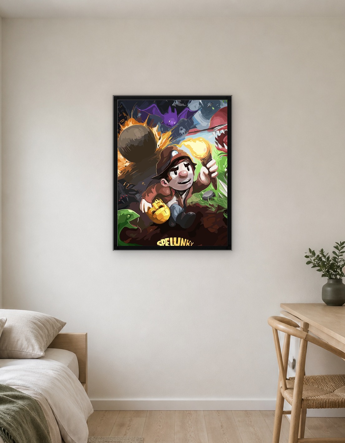 Spelunky Game Art with Miner and Monsters