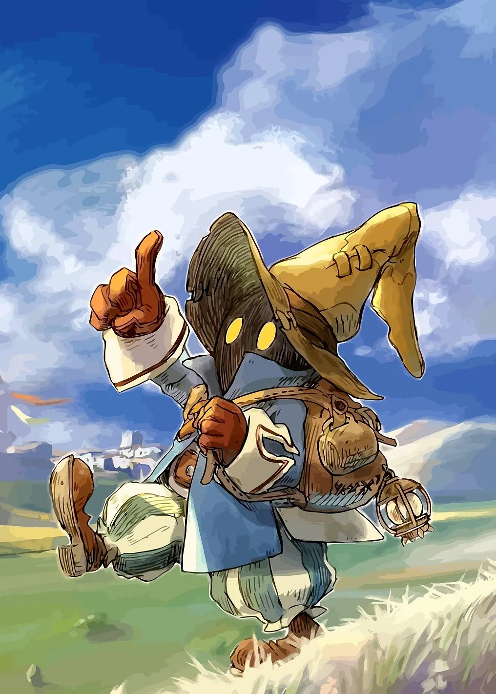 Vivi Ornitier in a Field Watercolor Art