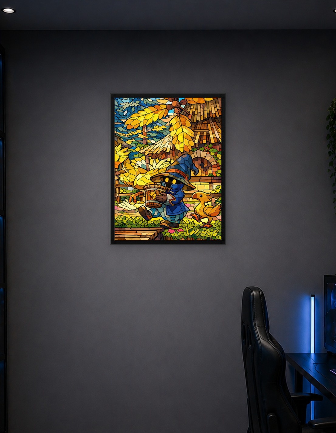 Vivi and Chocobo in Stained Glass Style