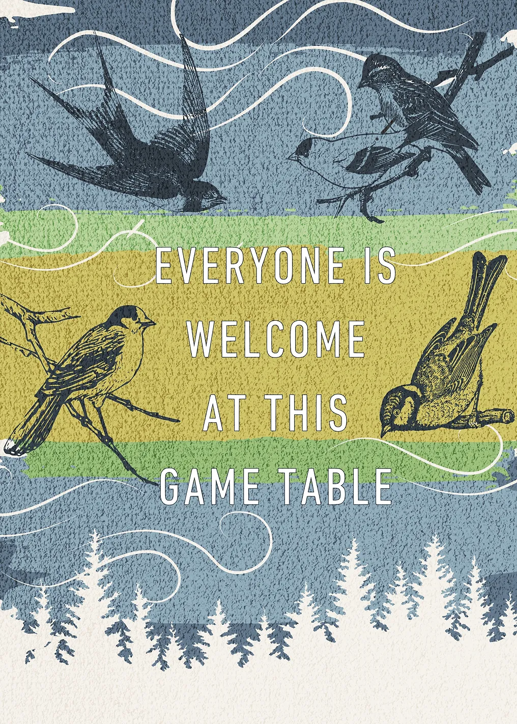 Vintage Inclusive Board Game Room Poster, Birds and Nature