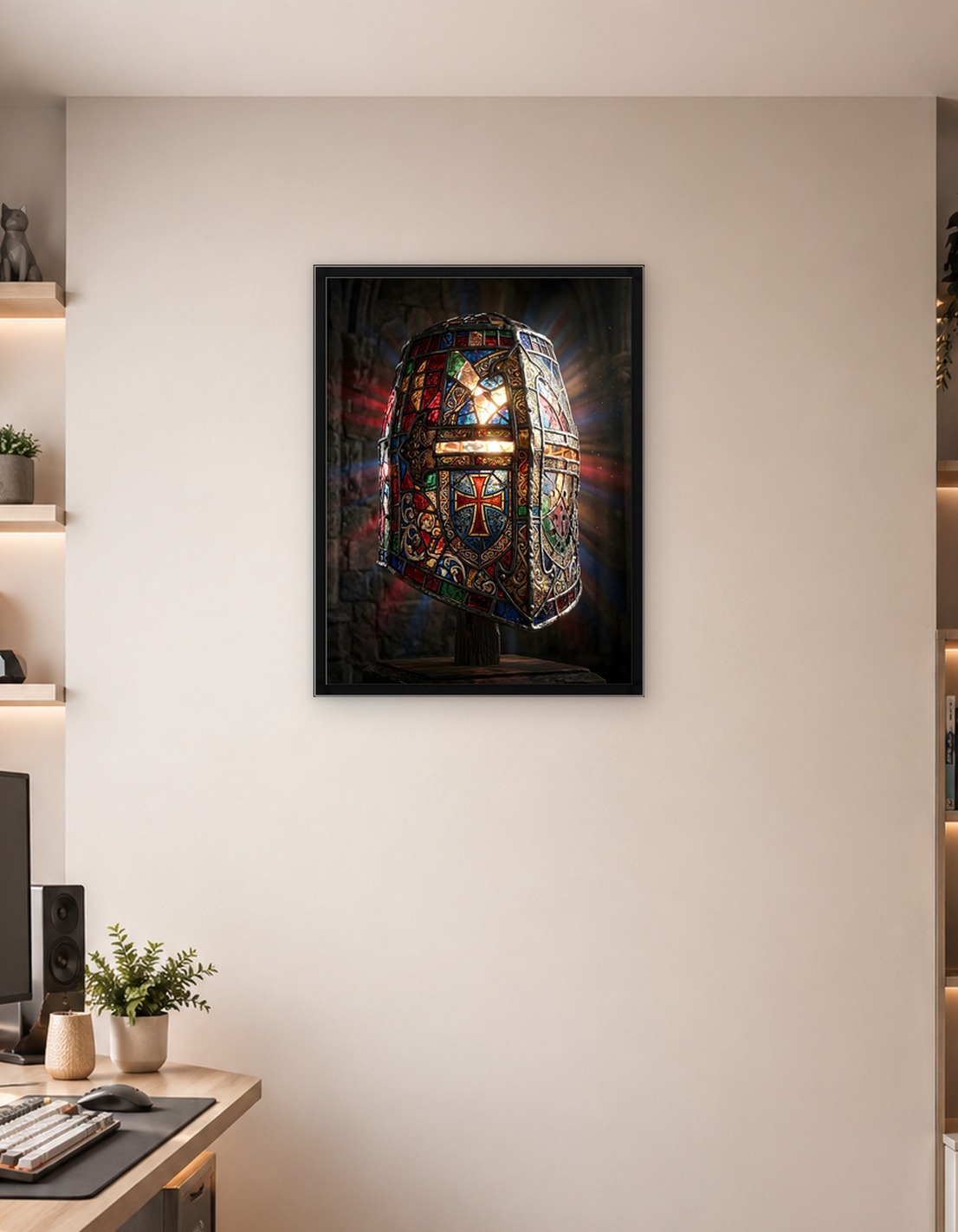 Stained Glass Crusader Knight Helmet - 10037204