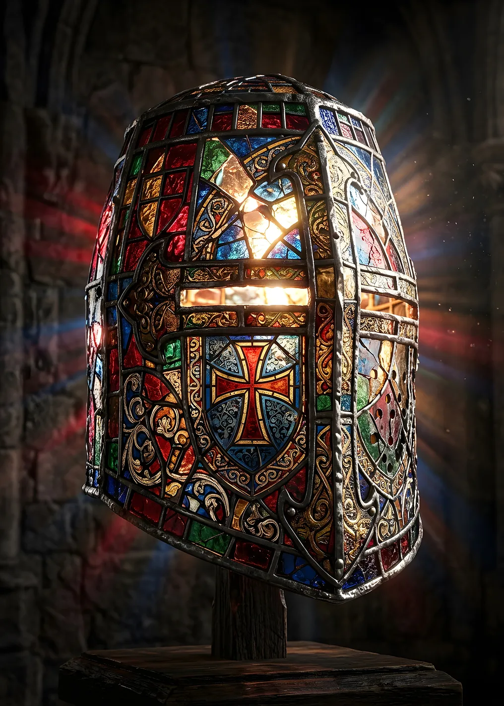 Stained Glass Crusader Knight Helmet - 10037204
