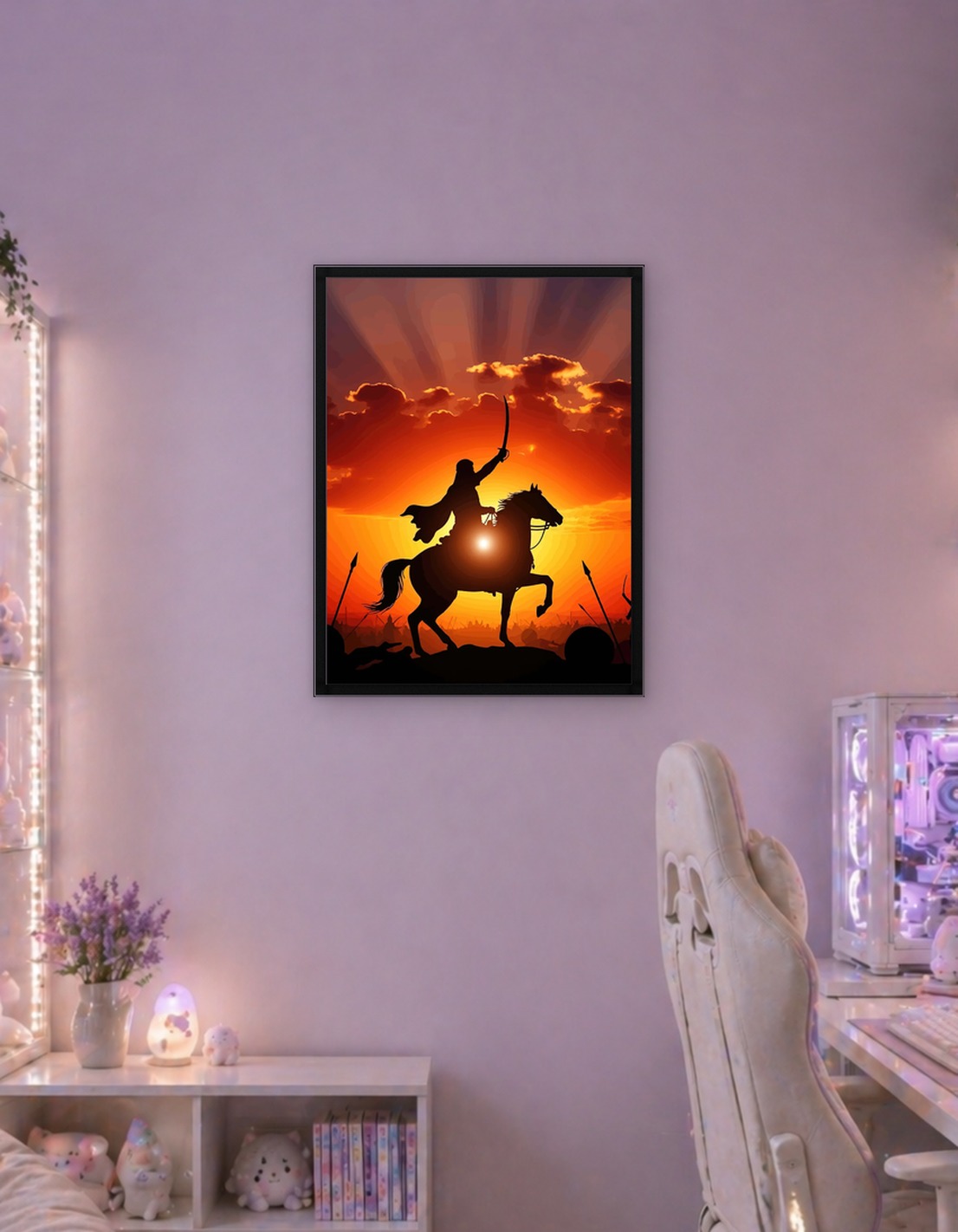 Warrior on Horseback at Sunset