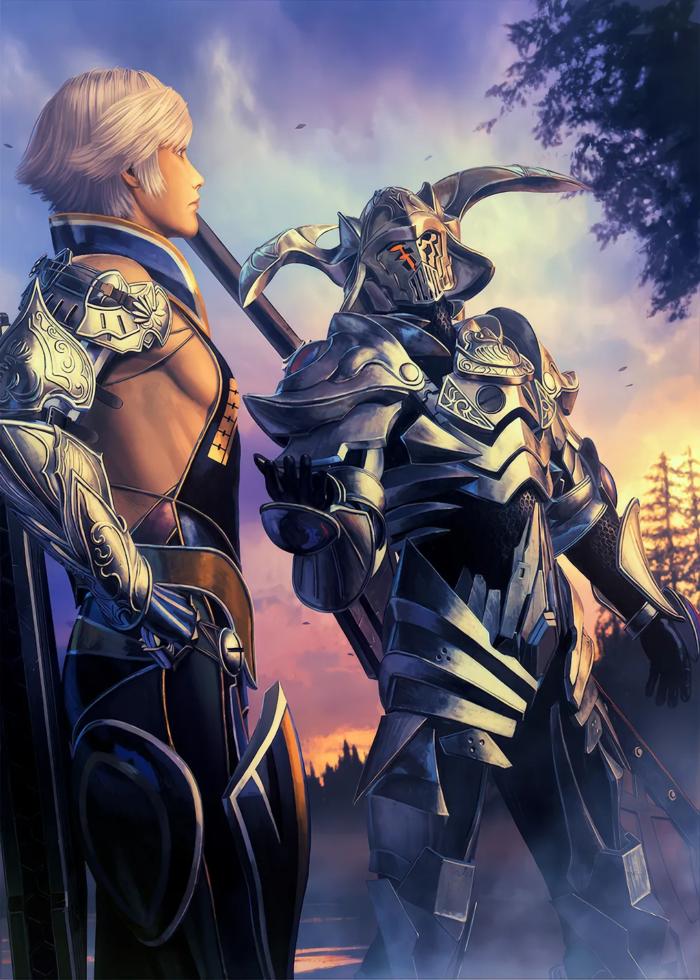 Two armored warriors in a fantasy setting