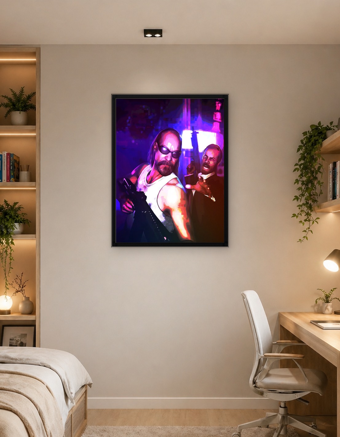 Two Men in a Neon-Lit City