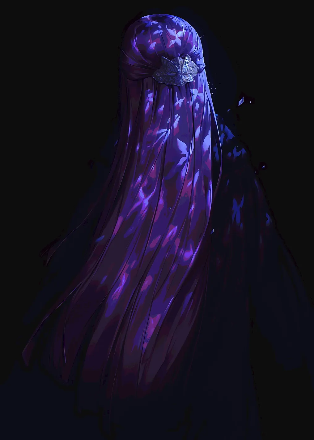 Woman with Purple Hair and Floral Pattern
