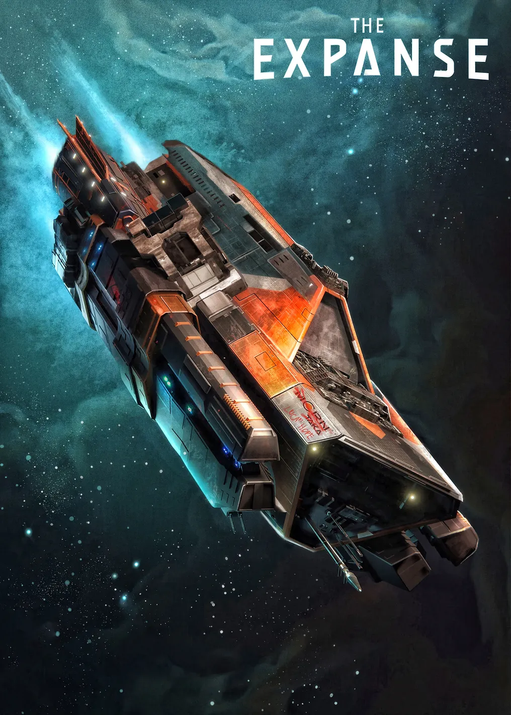 The Expanse Spaceship in Nebula