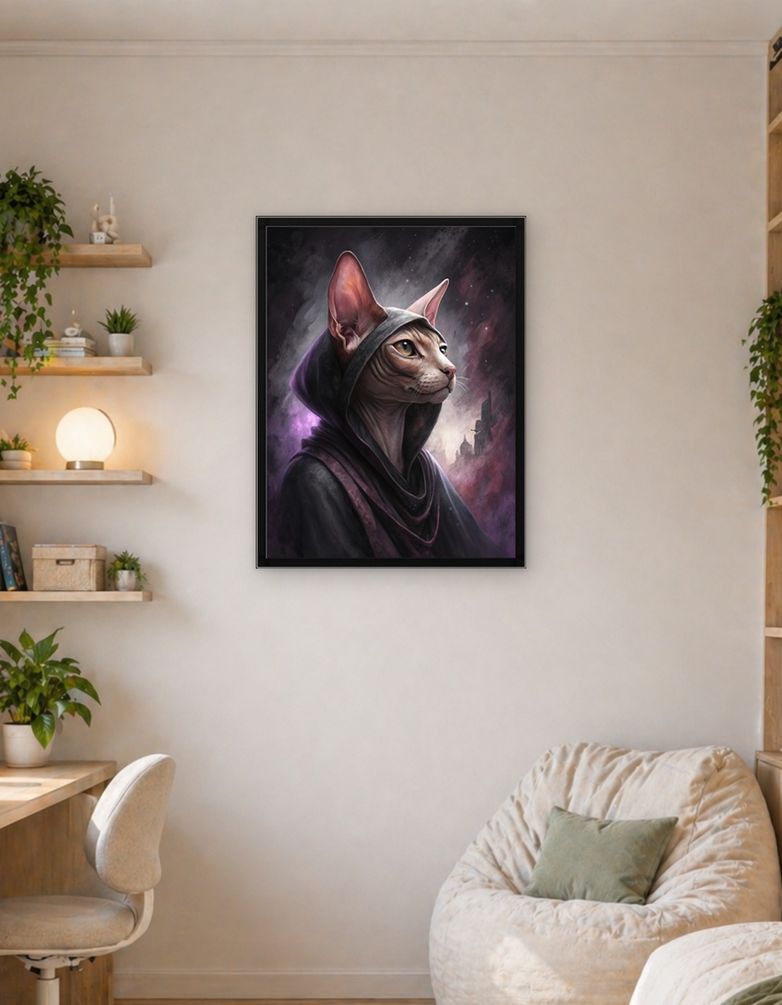 Кот-сфинкс-волшебник в космических одеждах