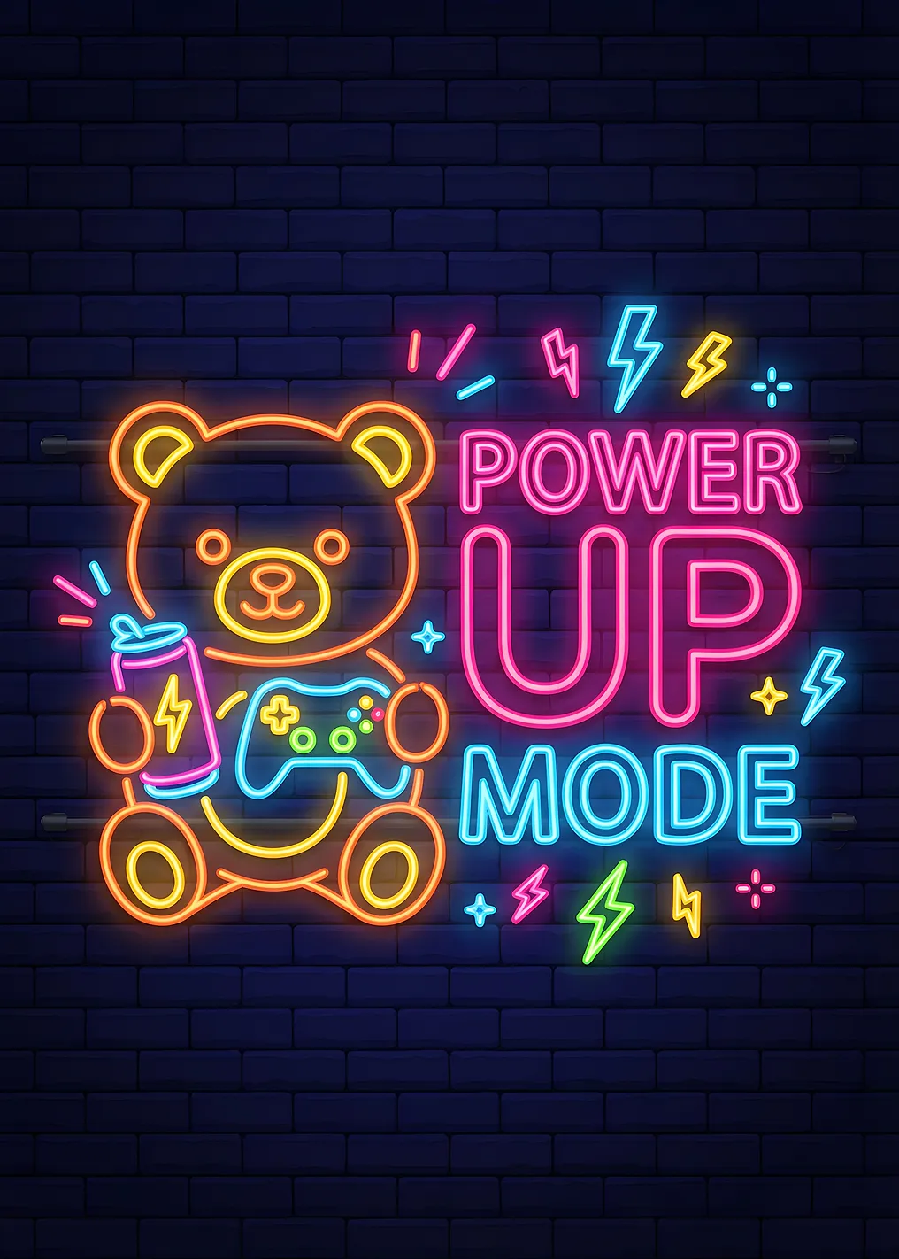 Teddy Bear Gaming Neon Sign