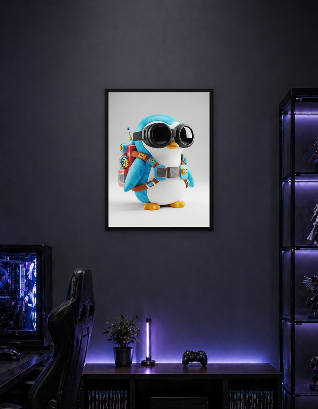 Steampunk Penguin Character