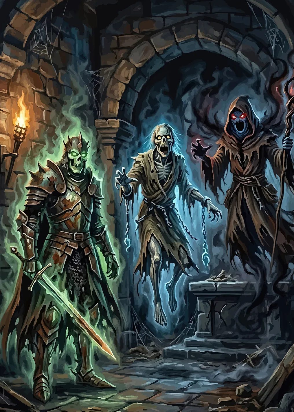 Undead Knight and Specters in Dungeon