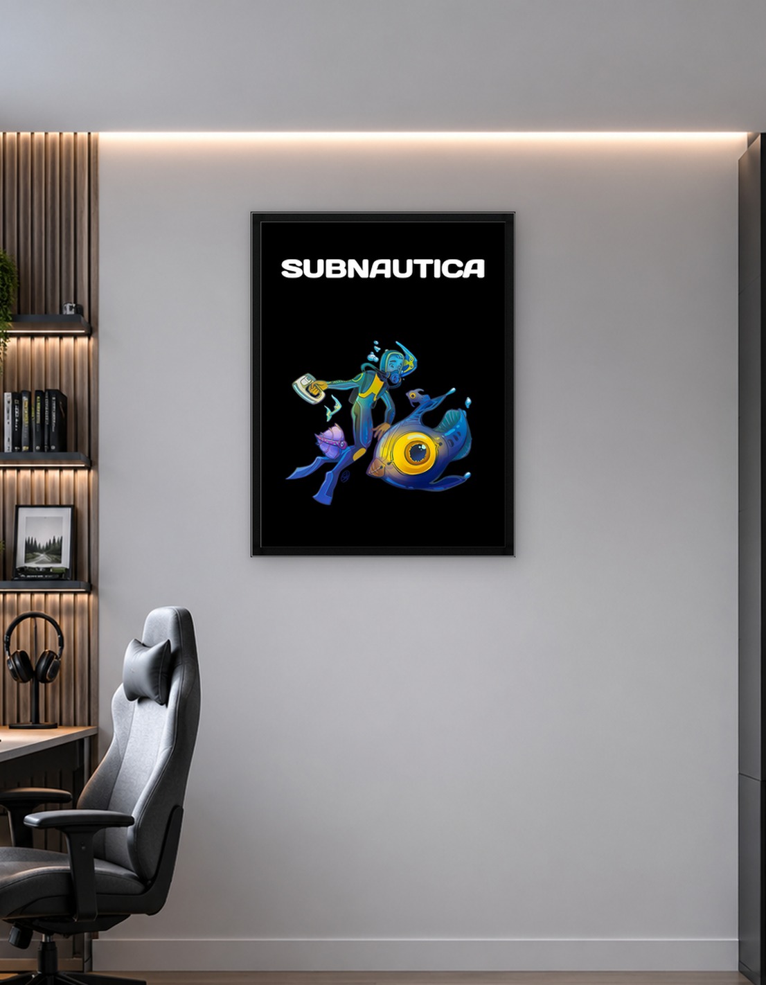 Subnautica Diver and Leviathan