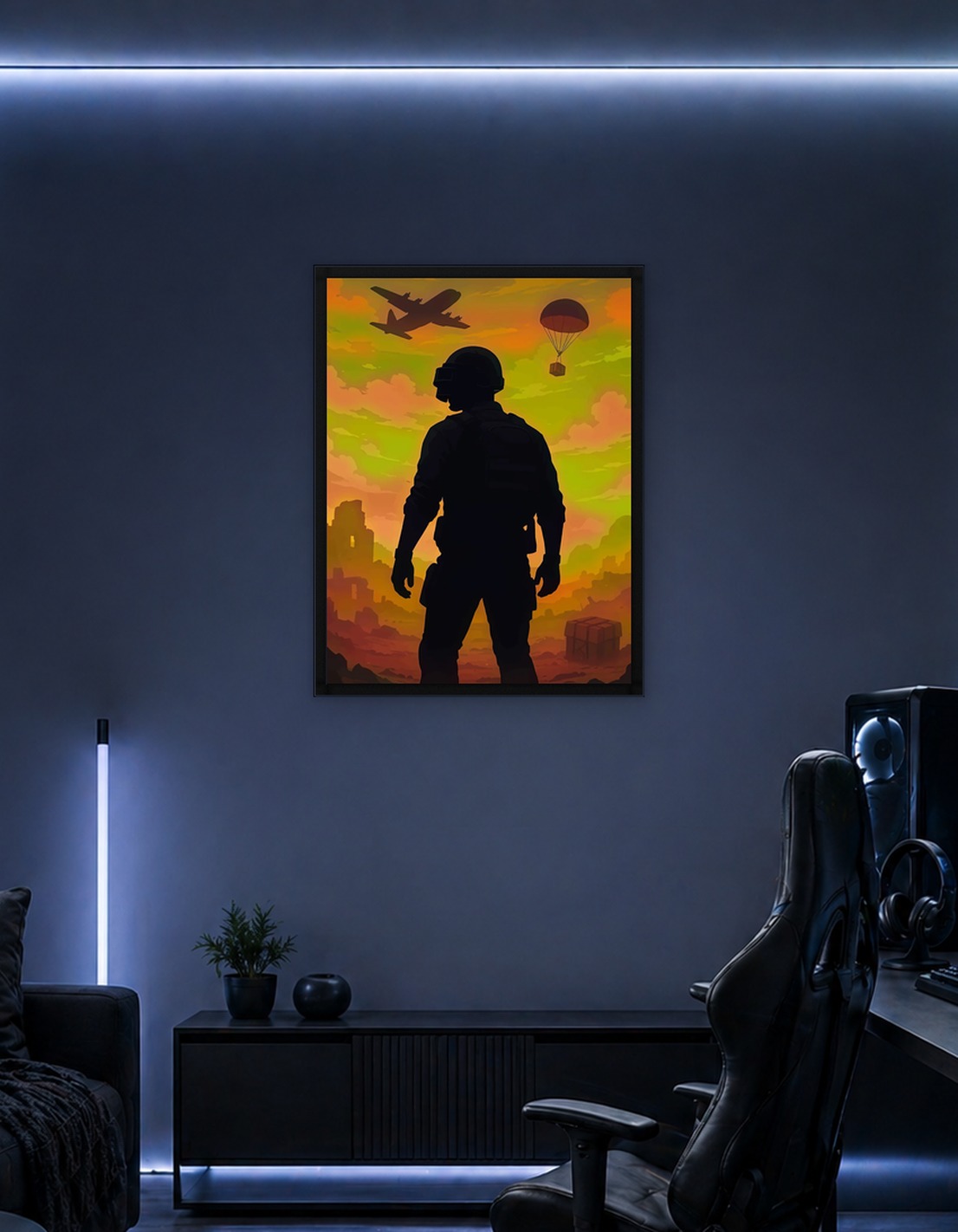 Soldier in a War-Torn Landscape