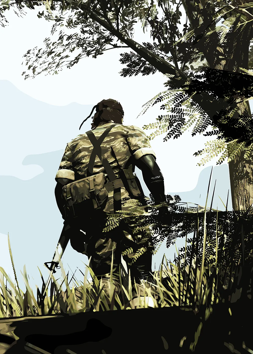 Soldier in Camouflage in Forest