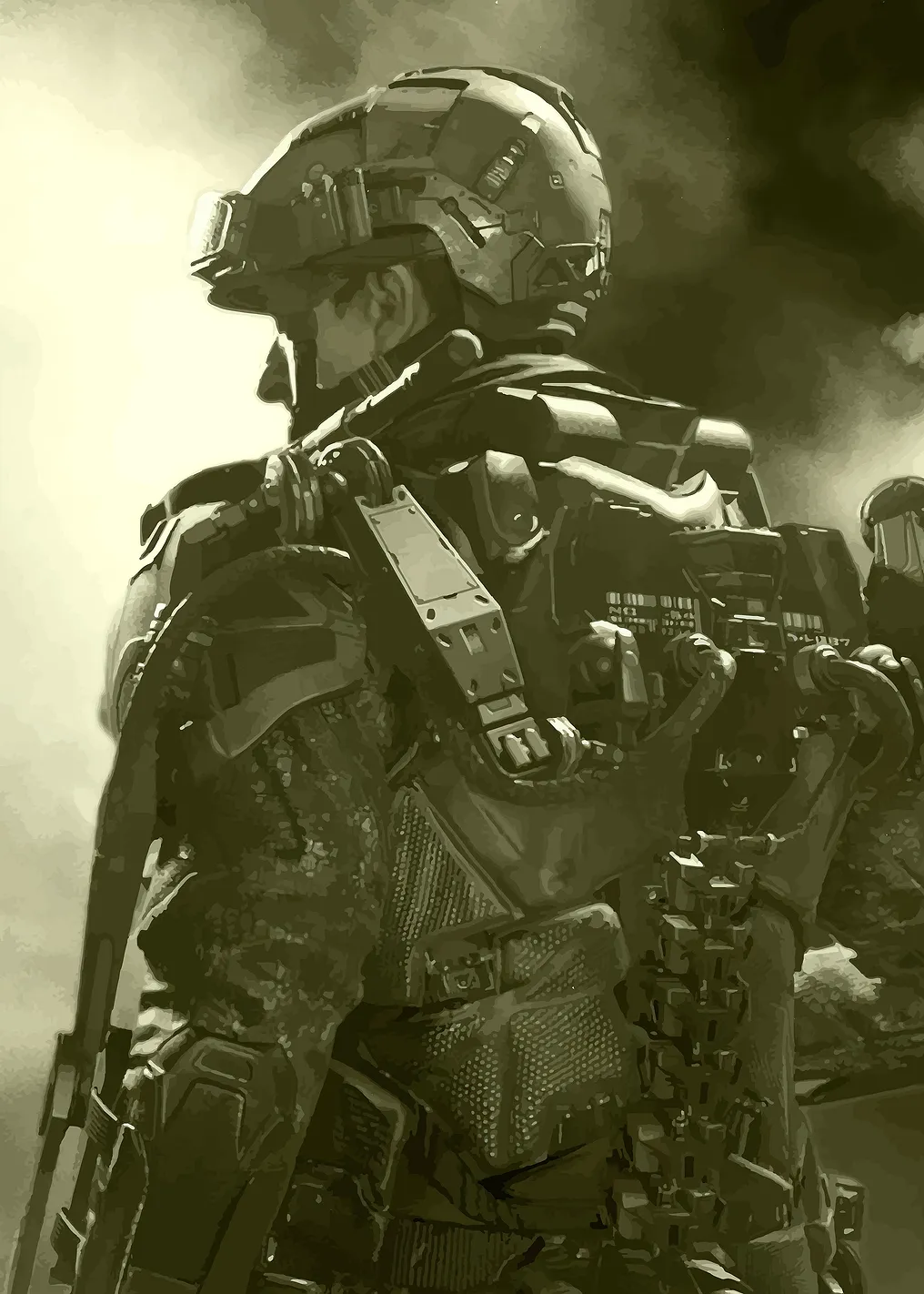 Soldier in advanced exoskeleton