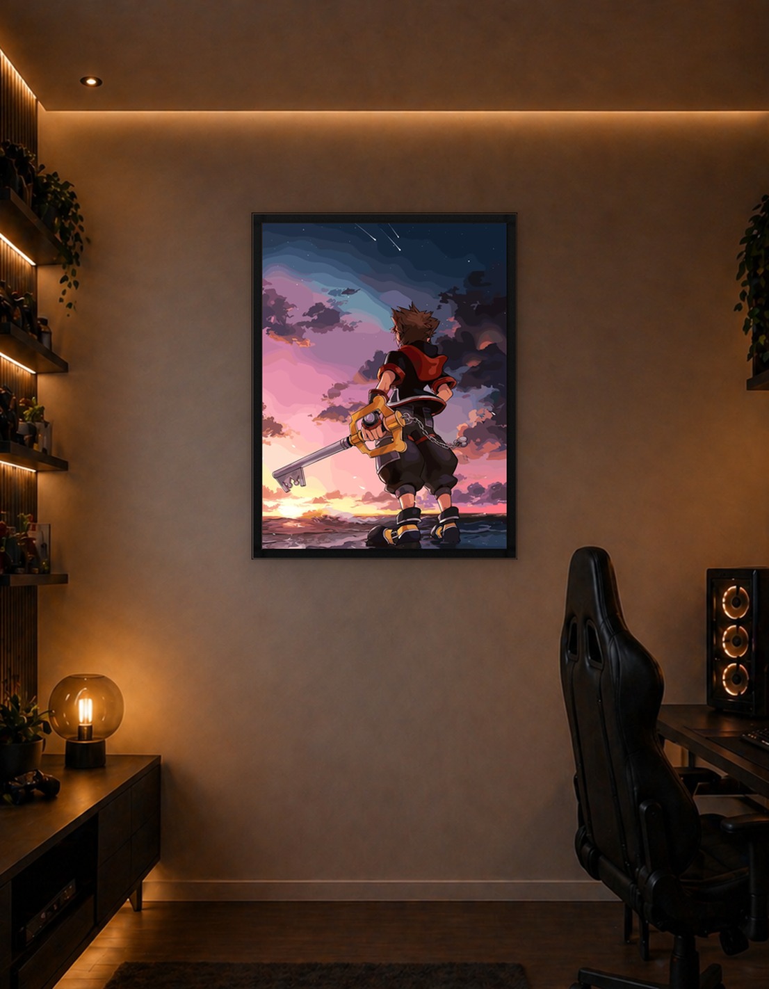 Sora with Keyblade at Sunset