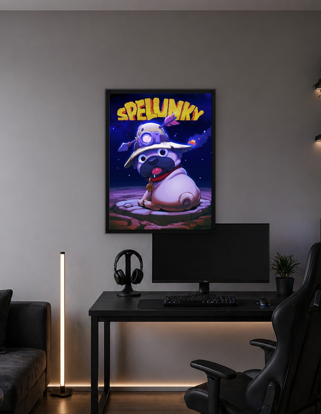 Spelunky Pug with Arrow