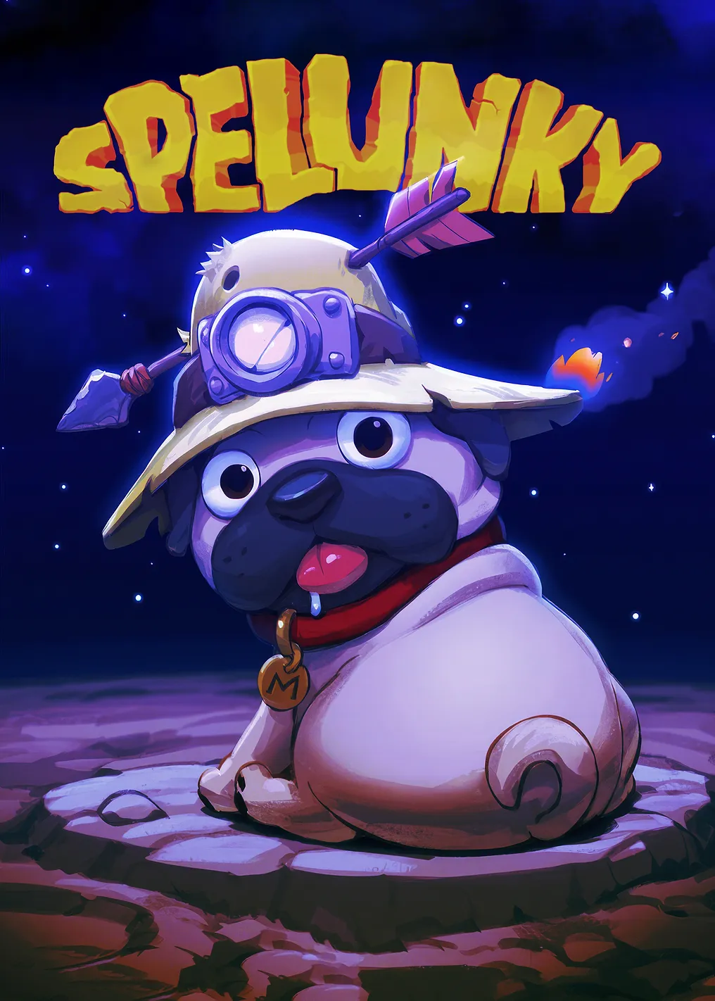 Spelunky Pug with Arrow