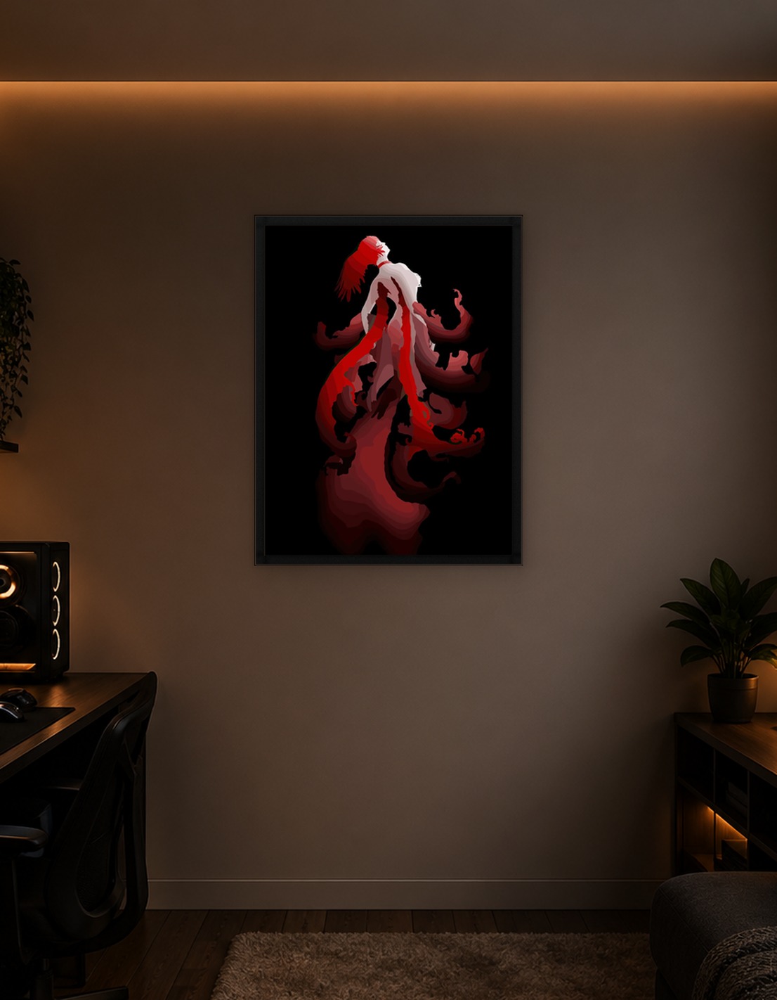 Stylized Woman with Red Tentacles