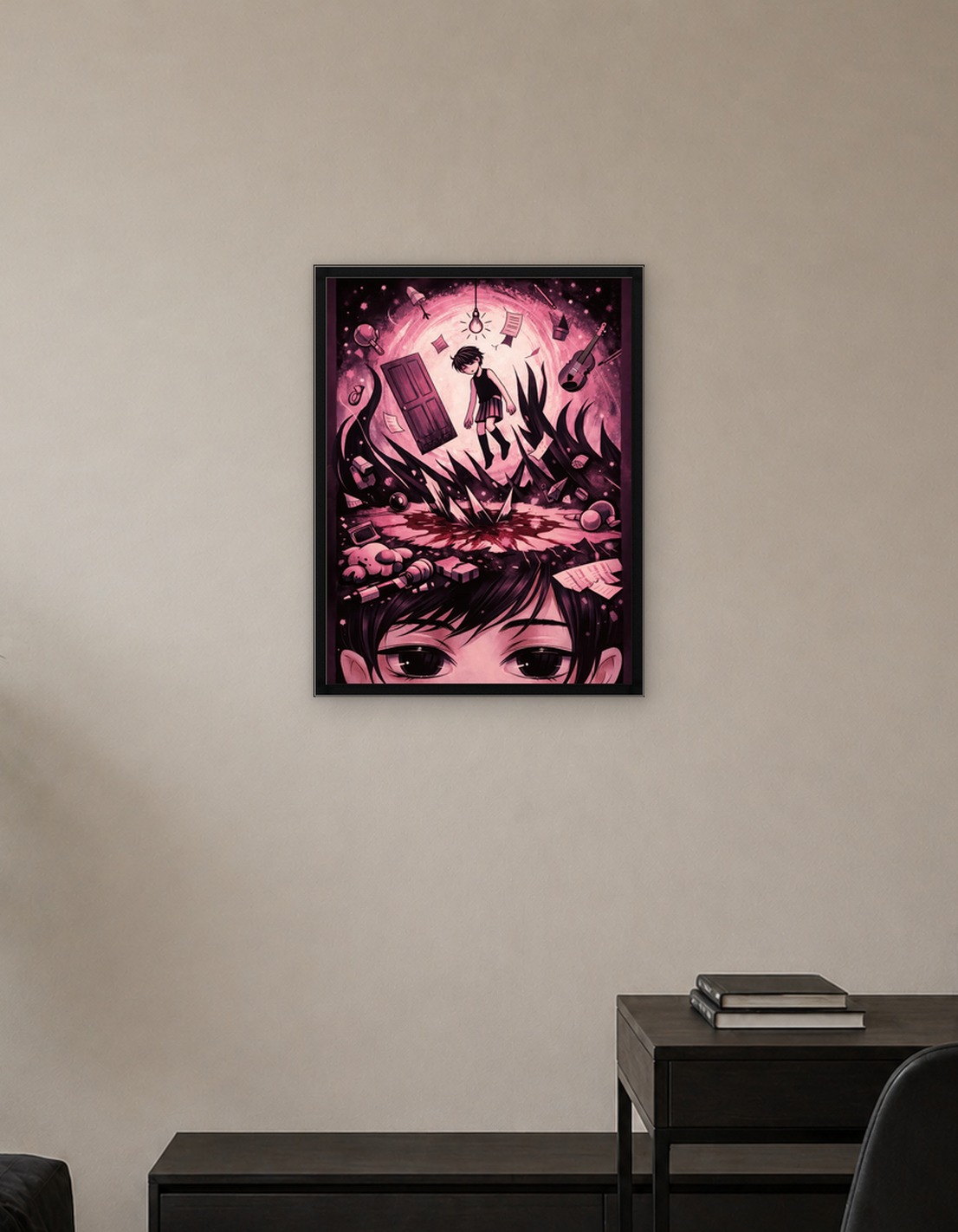 Surreal Dreamscape with Floating Figure