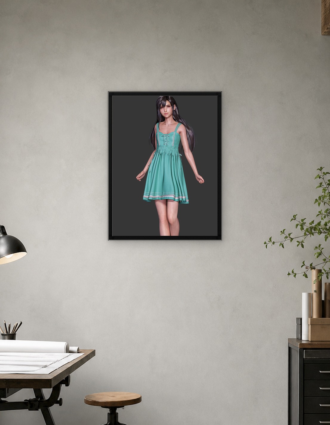 Tifa Lockhart in a Teal Dress