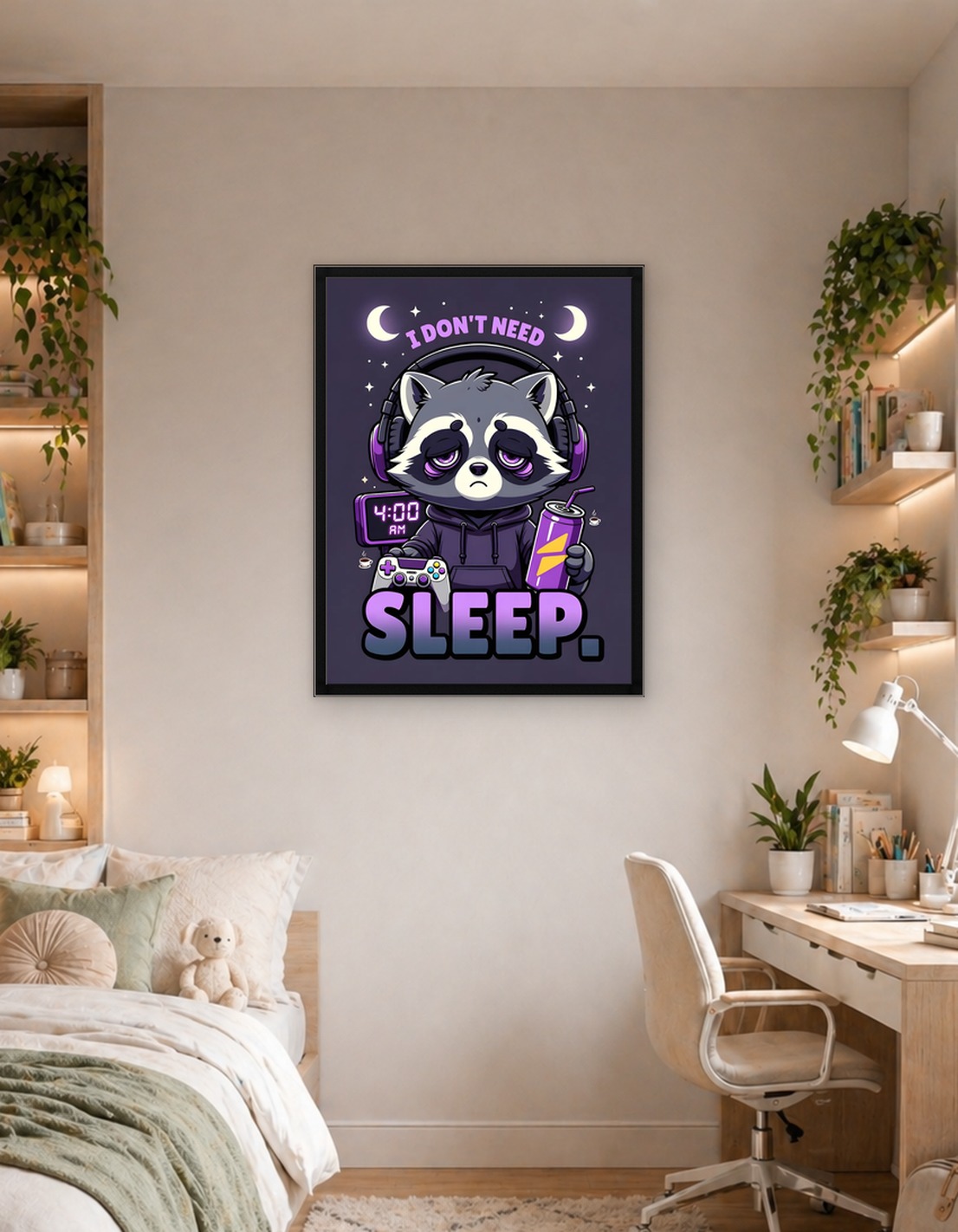 Tired Raccoon Gamer at 4 AM
