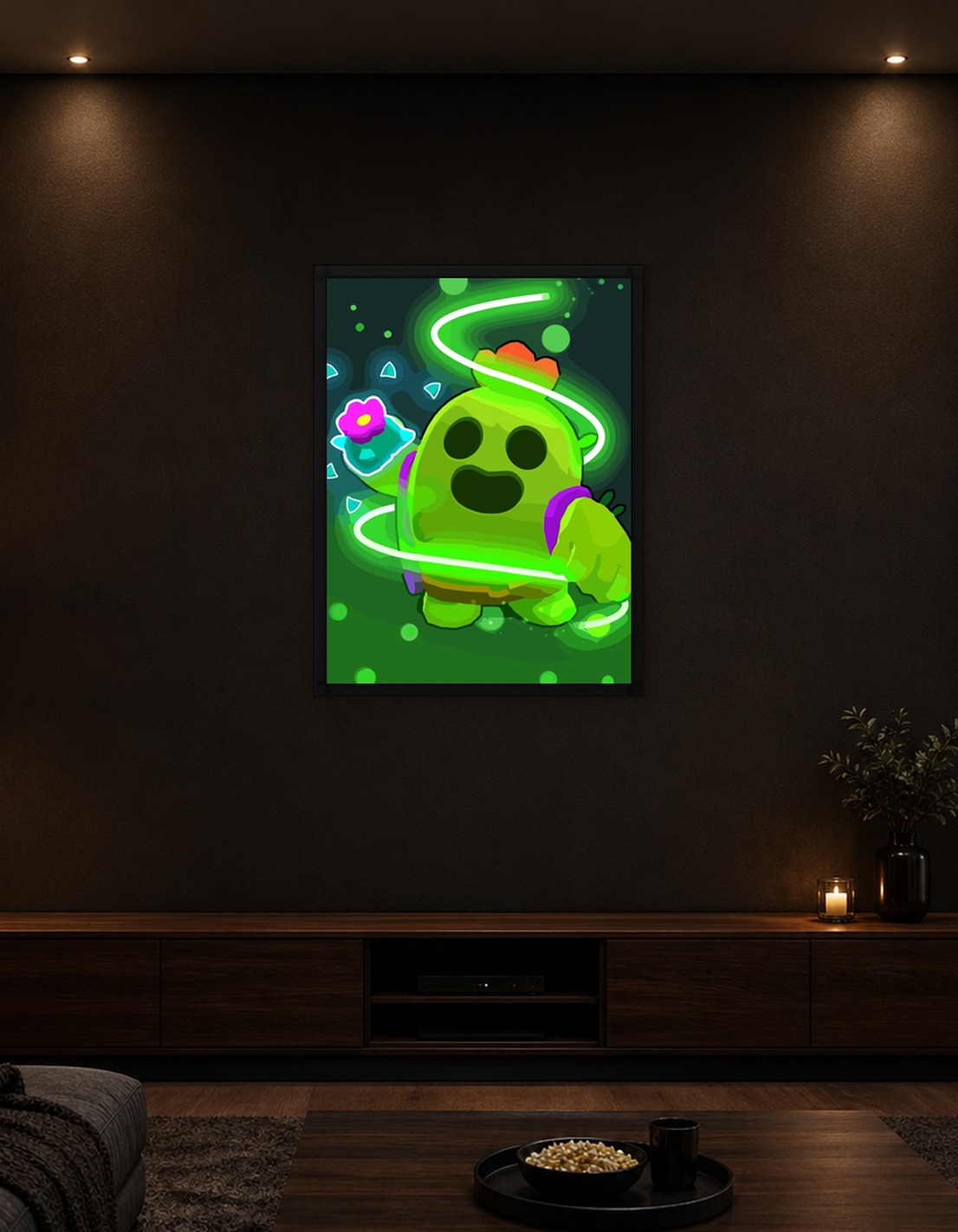 Spike from Brawl Stars with glowing effects