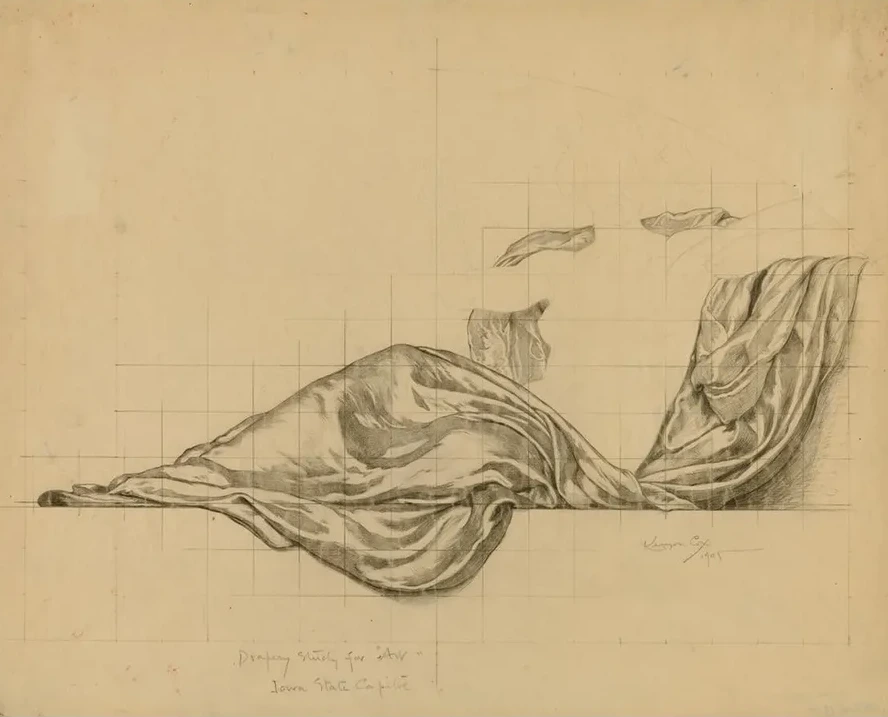 (Iowa State Capitol Rotunda) (Art, study for panel)