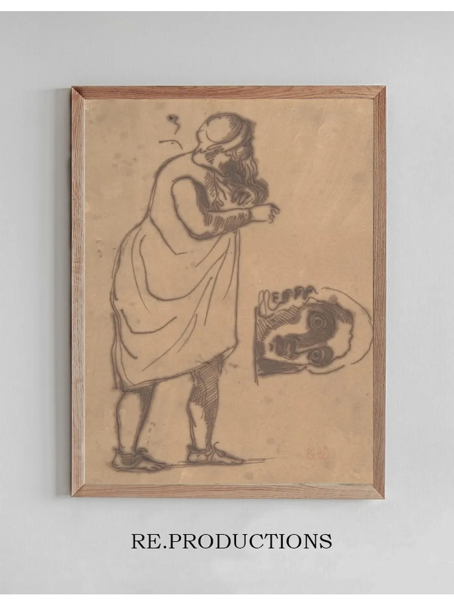 A Bearded Man, Standing, and a Classical Head