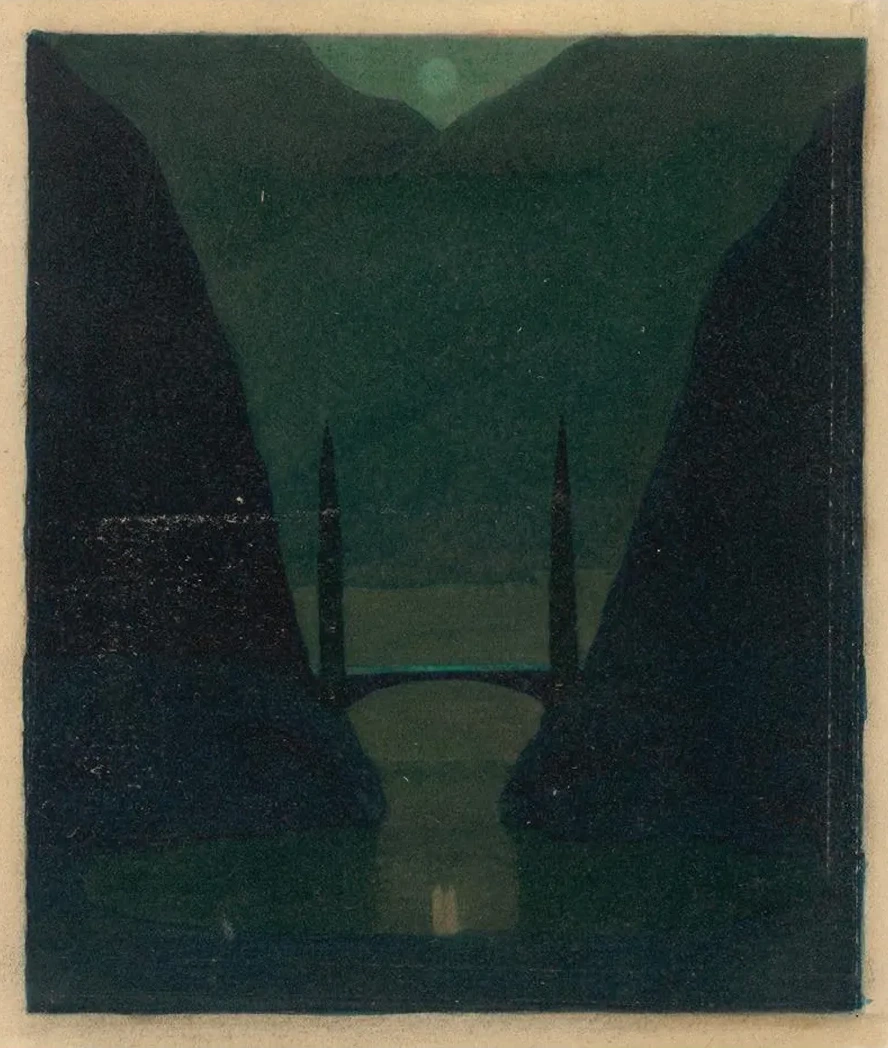 A Bridge in a Mountainous Landscape